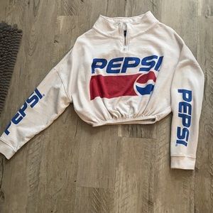 Cropped cinched Pepsi sweater, size medium